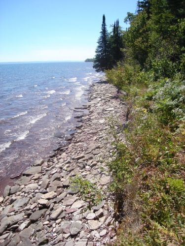 A photo of the Sandstone Cobble Shore natural community type